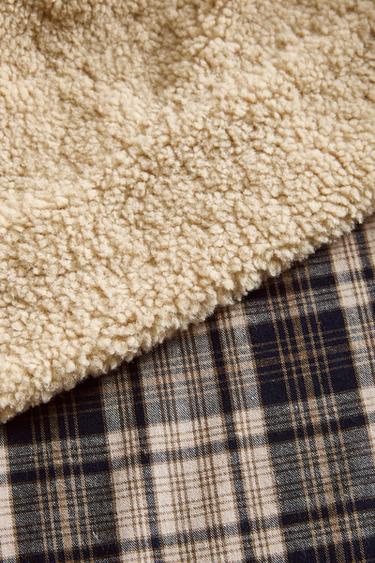 COPERTA IN PELLICCIA A QUADRI - Blu di Zara