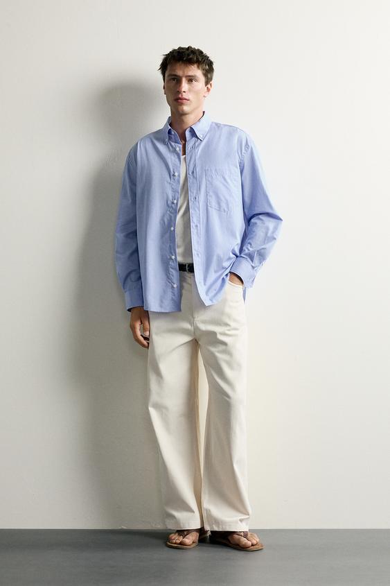 REGULAR FIT TEXTURED OXFORD SHIRT - Sky blue by Zara - Image 0