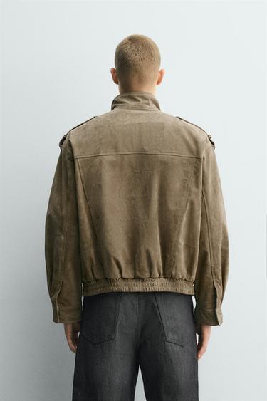 LEATHER SUEDE JACKET - Beige by Zara