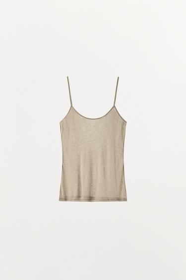 CAMISETA TIRANTES CON LANA - Marrón / Topo de Zara - Imagen 0