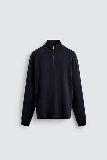 PURL KNIT ZIP-UP SWEATER - Navy blue by Zara
