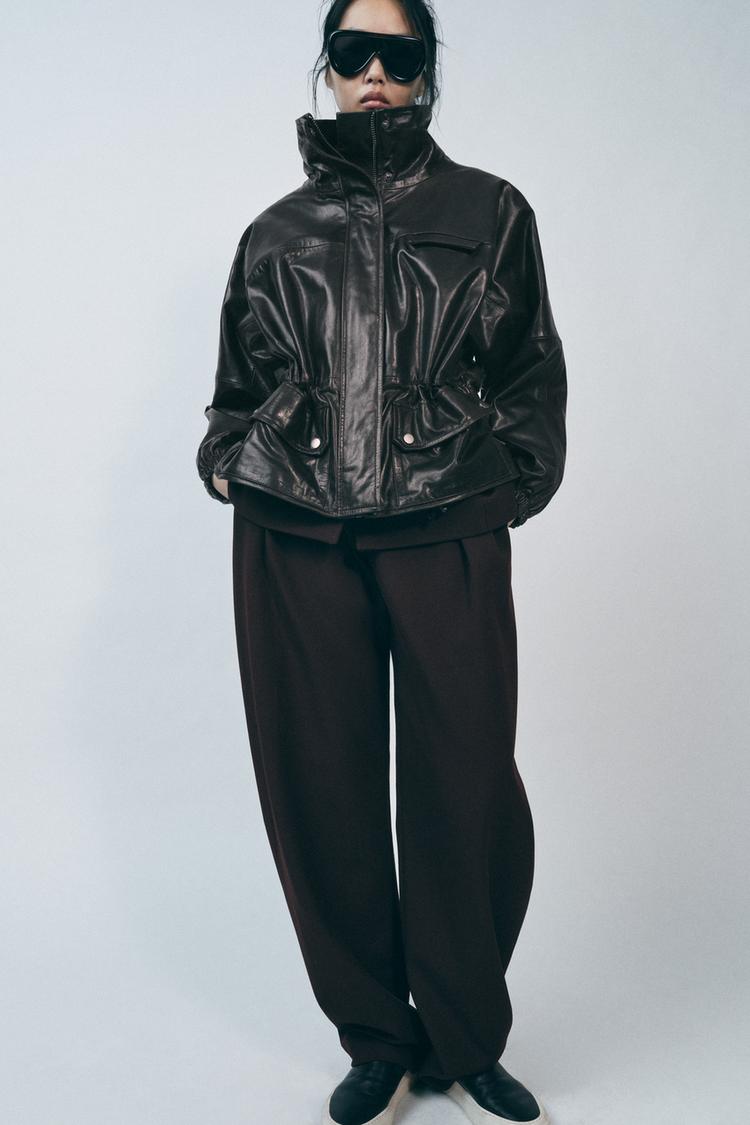 Damen Zara Jacke Lederjacke Fell Zara Biker Jacket Winter