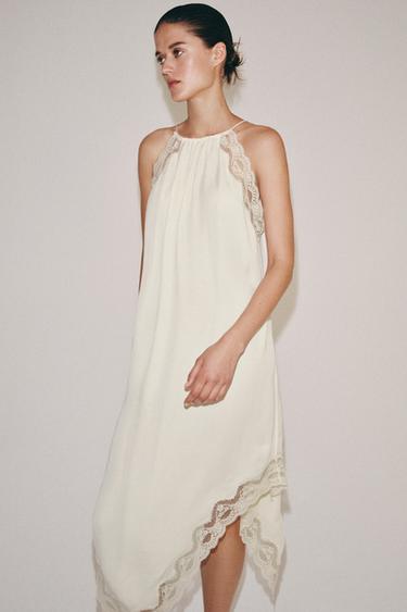 ZW COLLECTION CONTRAST LACE DRESS - Ecru by Zara