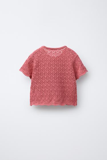 POINTELLE KNIT TOP - Strawberry by Zara - Image 1