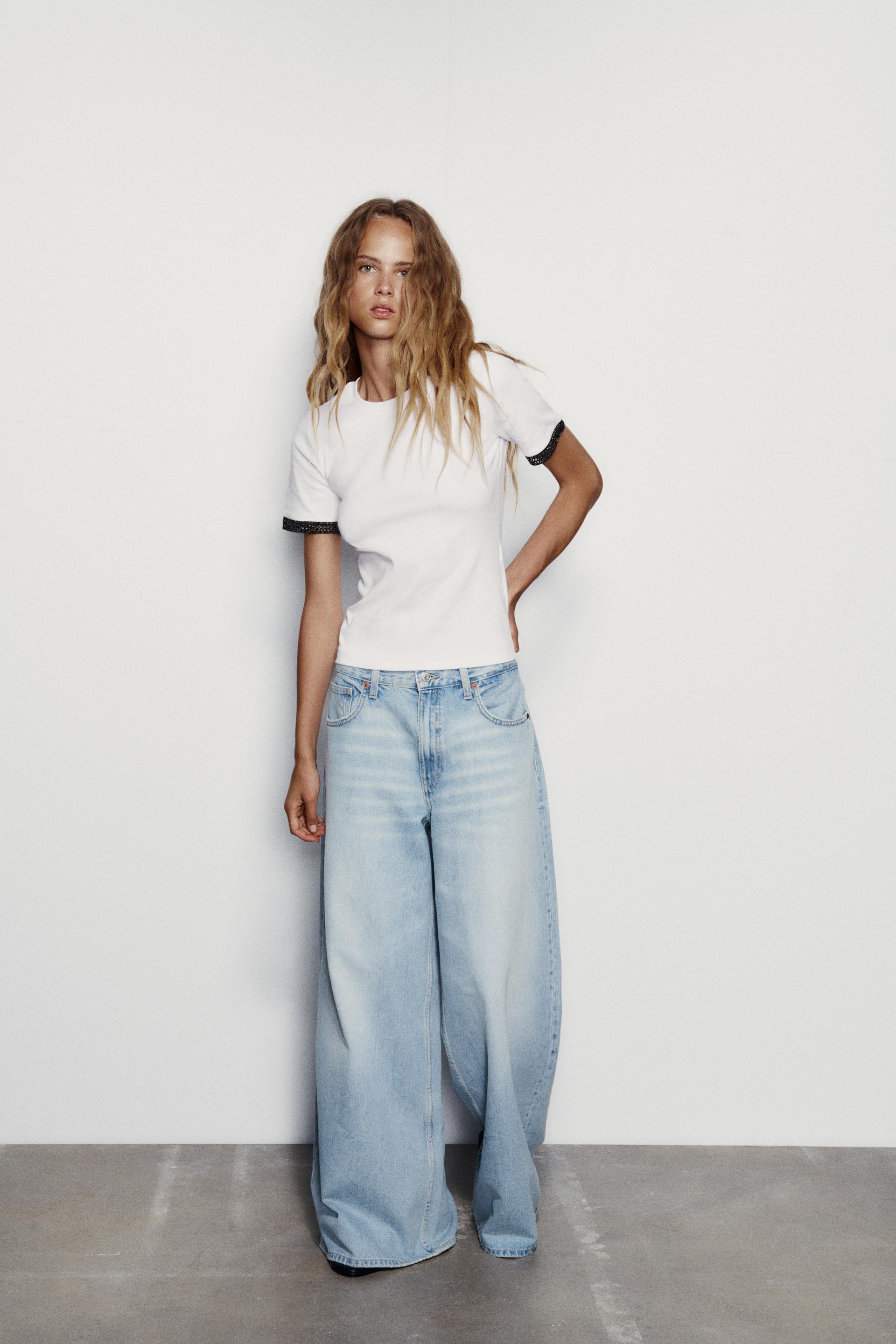 EMBELLISHED TRIM TSHIRT Black / White ZARA South Africa