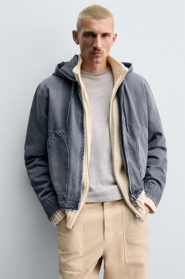 BLOUSON À CAPUCHE LAVÉ - Bleu délavé de Zara - Image 4