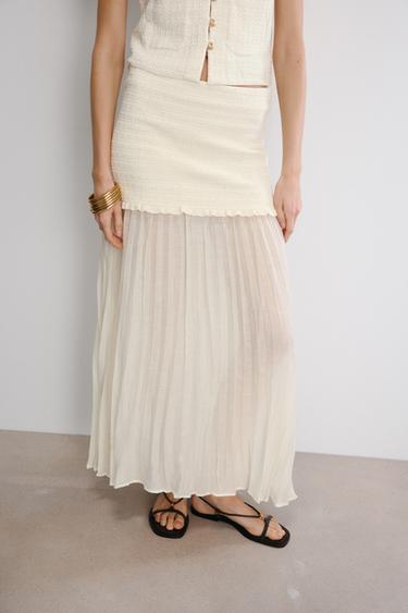 FALDA PUNTO COMBINADA - Blanco roto de Zara