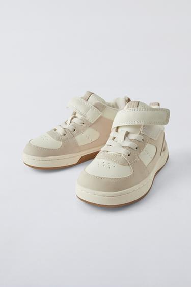 Zara STRAP HIGH-TOP SNEAKERS - White