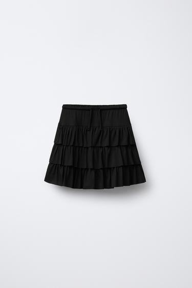 Zara RUFFLED SKORT - Black - Image 0