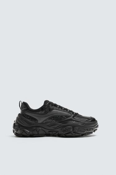 ANIMAL PRINT CHUNKY TRAINERS - Black by Zara