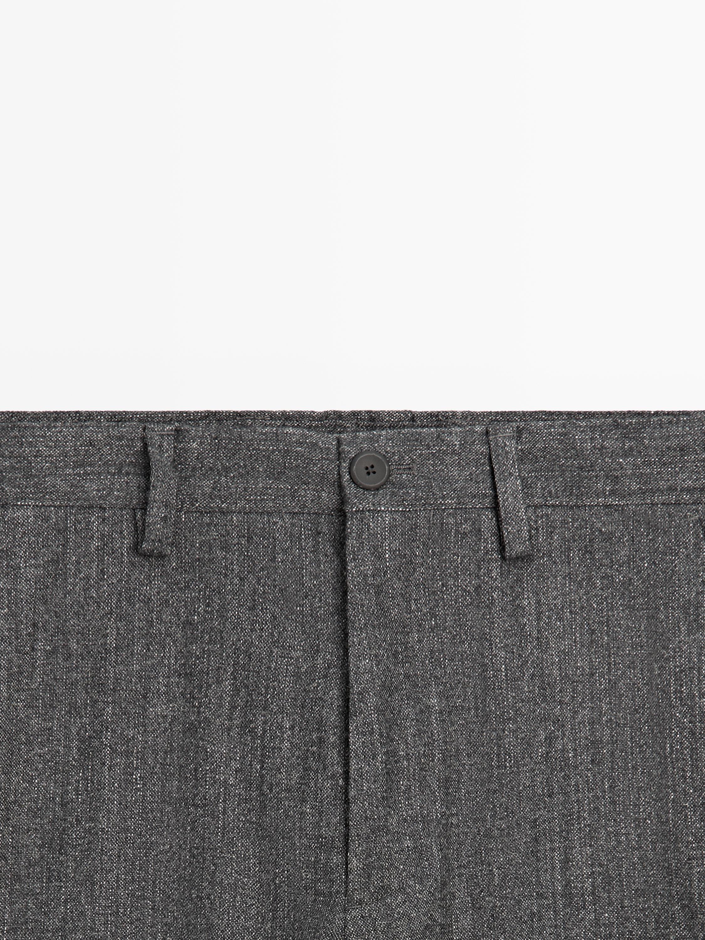 Straight-leg wool blend trousers