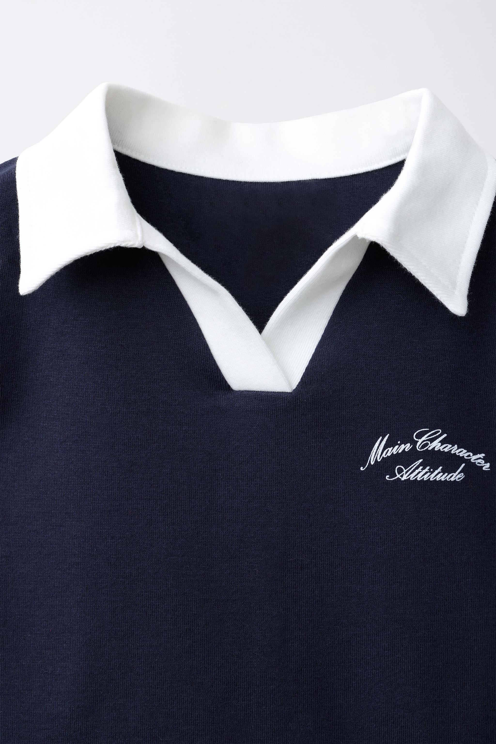 Детские рубашки Zara CONTRAST SPORTY POLO SHIRT — фото 4