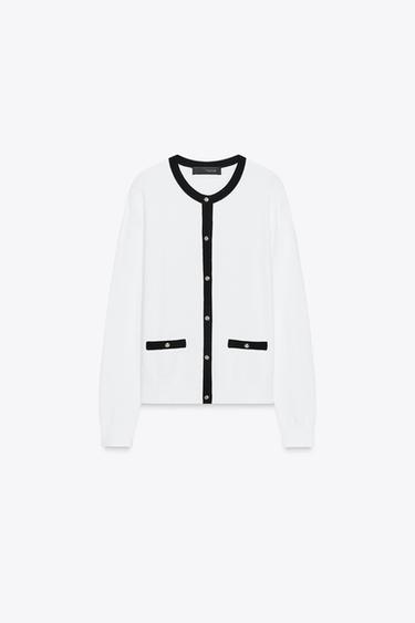 BUTTON CARDIGAN - Black / White by Zara - Image 0