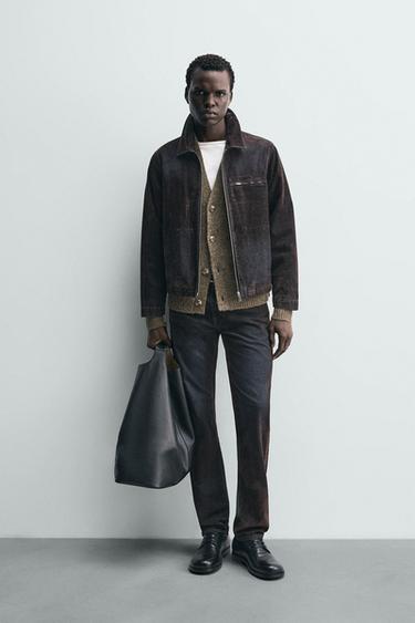 Zara 植絨天鵝絨休閒版牛仔褲 - 棕色