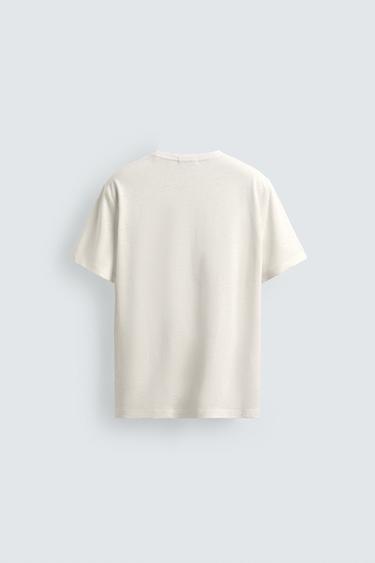 T-SHIRT LIN - COTON - Blanc cassé de Zara - Image 7