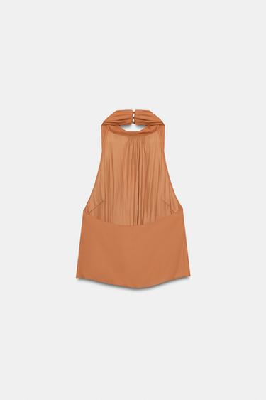 TOP SATINÉ ET DRAPÉ - Curry de Zara - Image 4