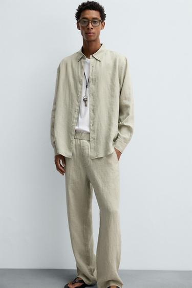 PANTALON 100 % LIN - Beige clair de Zara - Image 4