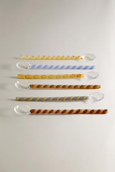 SET OF BOROSILICATE DESSERT SPOONS - Brown-Blue by Zara - Image 3