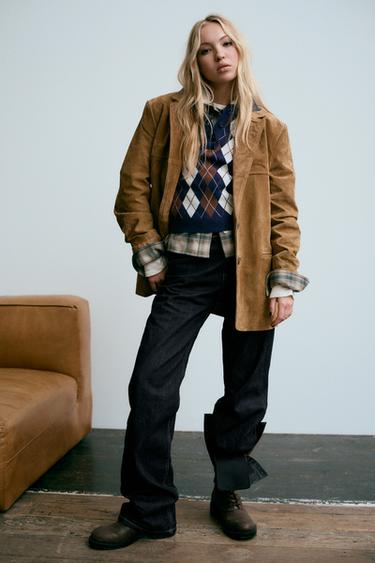 SUEDE BLAZER - Light camel by Zara