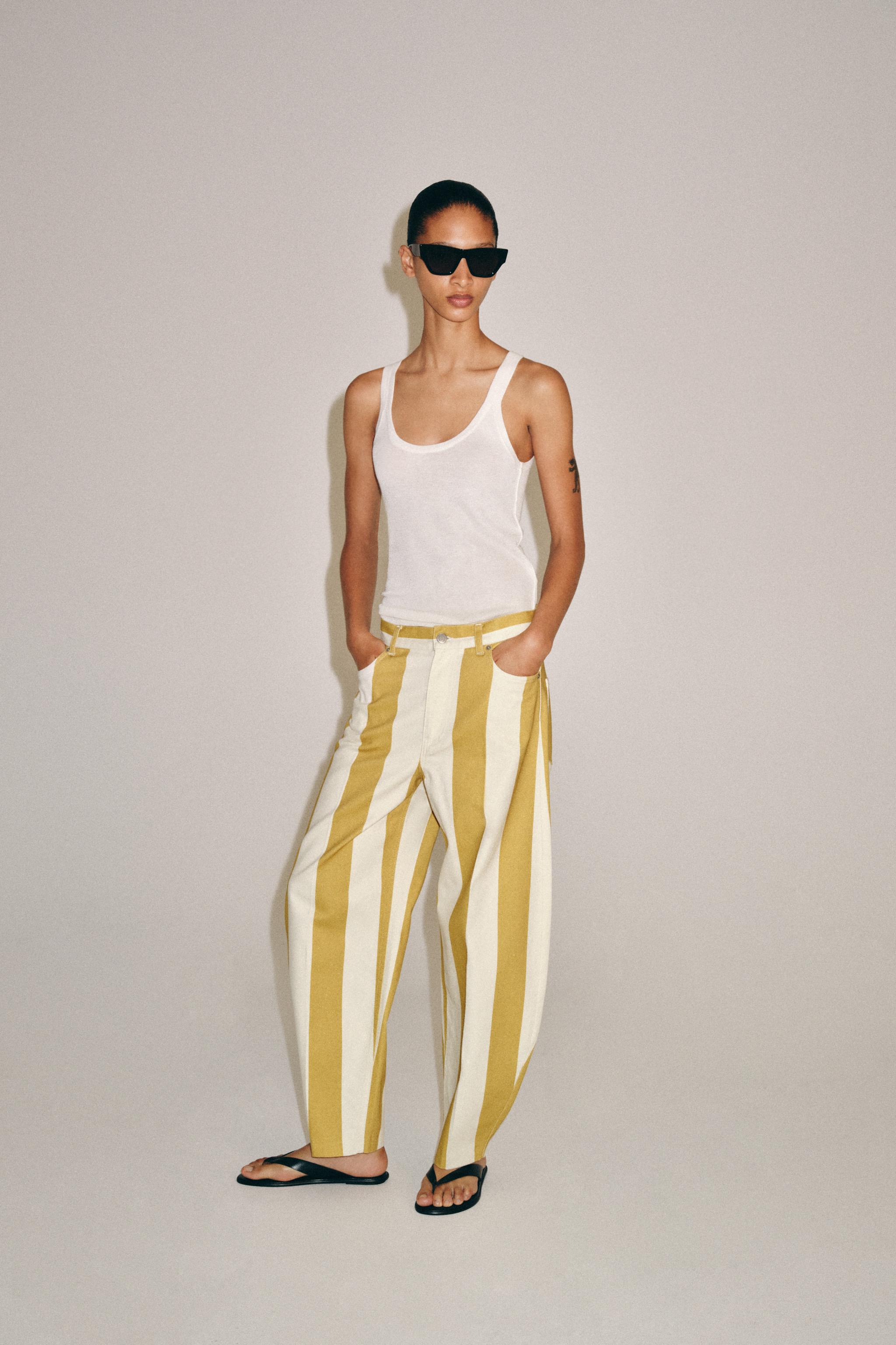 ZW COLLECTION HIGH-WAIST TAPERED STRIPED JEANS