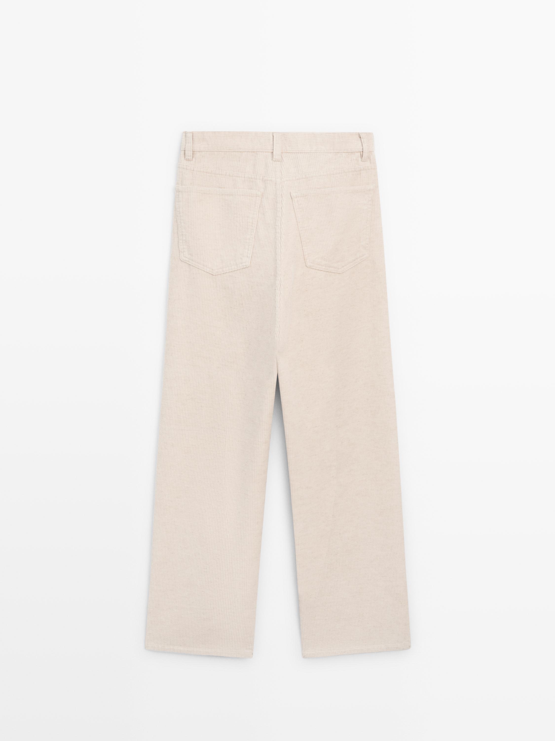 High-waist straight-leg corduroy trousers
