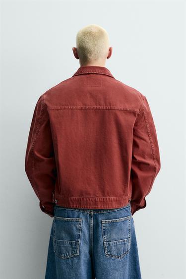 CROPPED FIT JACKET WITH PATCH - Red by Zara - Image 2