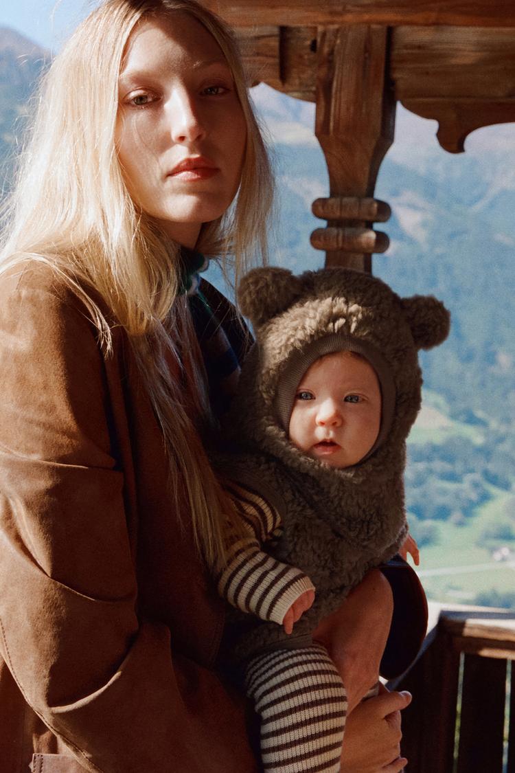 FAUX FUR VEST WITH WOOL — Brown