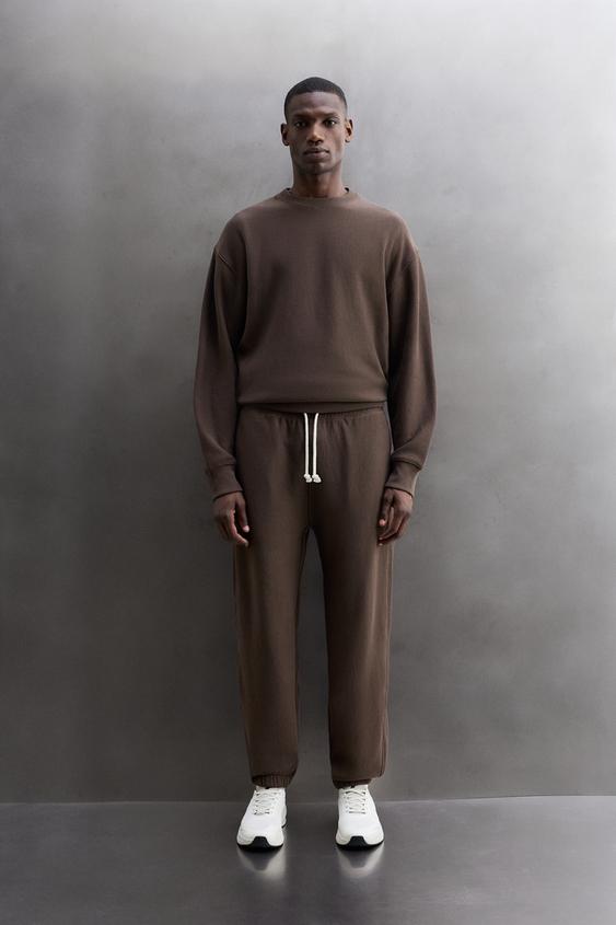 SUDADERA CREWNECK ALGODÓN - Marrón de Zara - Imagen 0