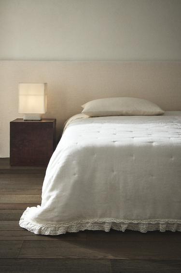 EDREDÓN LINO PUNTILLA - Blanco roto de Zara