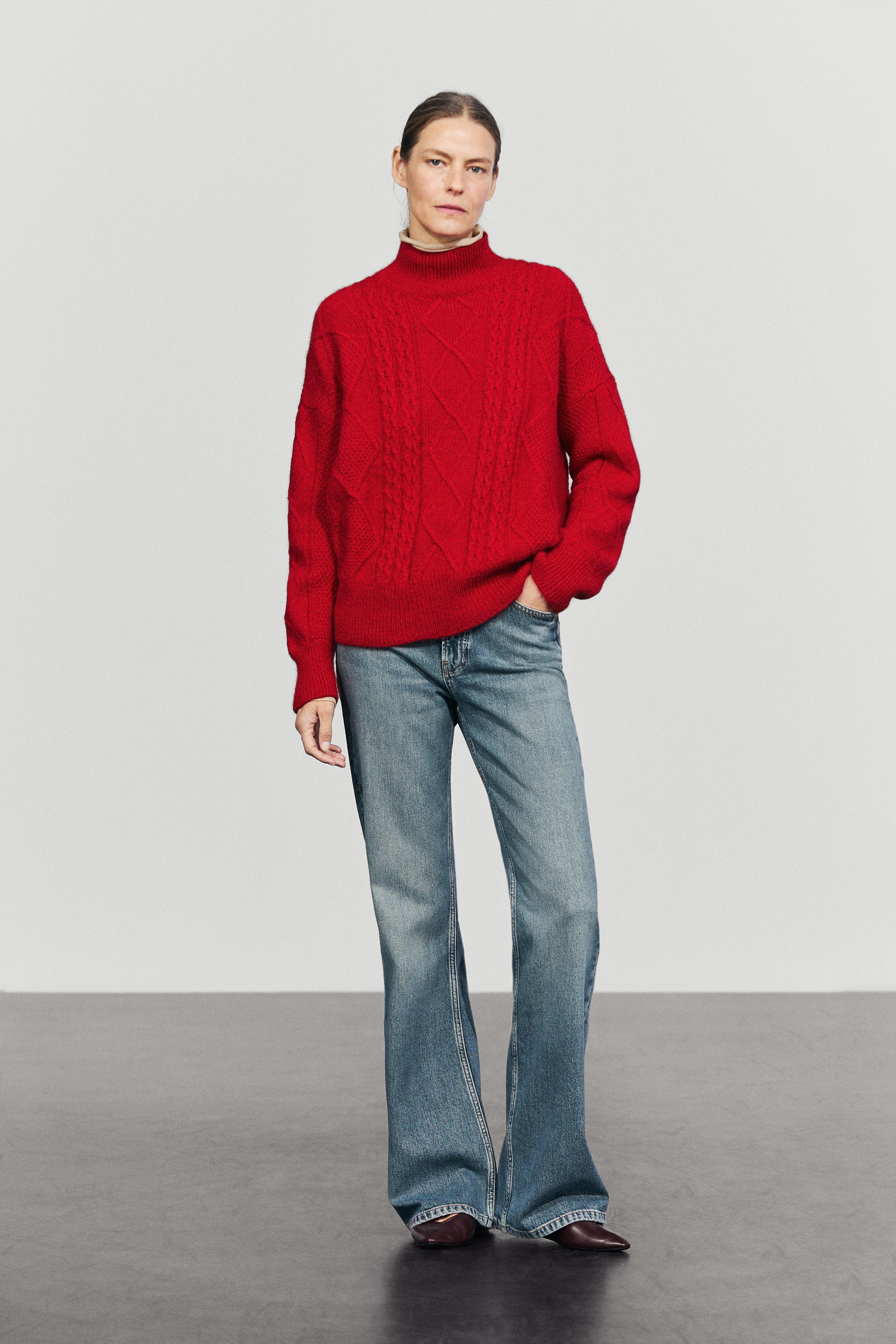 Wool blend cable-knit sweater