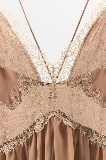 ASYMMETRIC DRESS WITH LACE RUFFLES - Brown / Taupe by Zara - Image 7