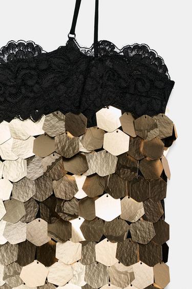 ZW COLLECTION SEQUIN MINI DRESS - Golden by Zara - Image 5