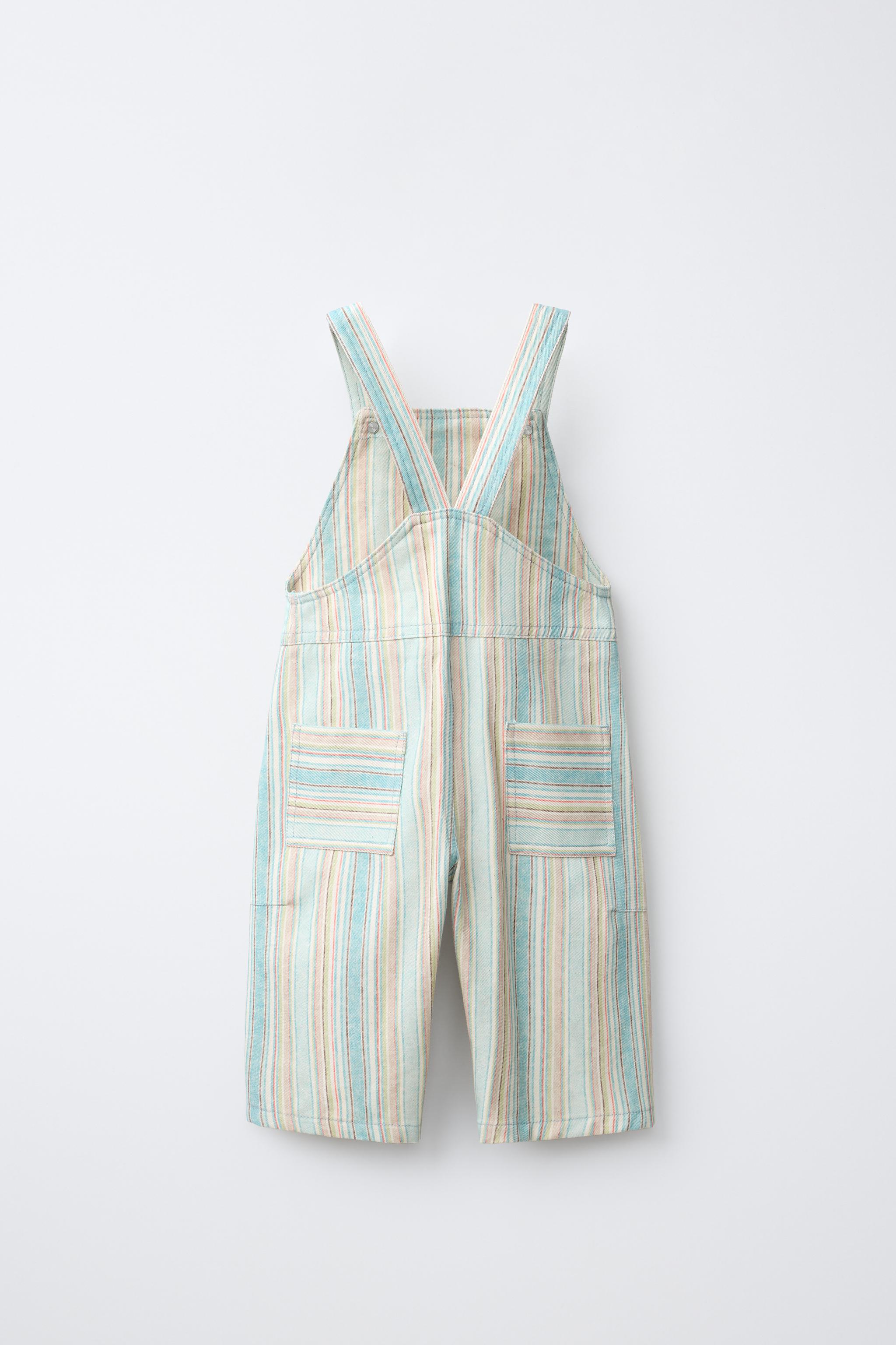 Striped Long Overalls — Blue / Green