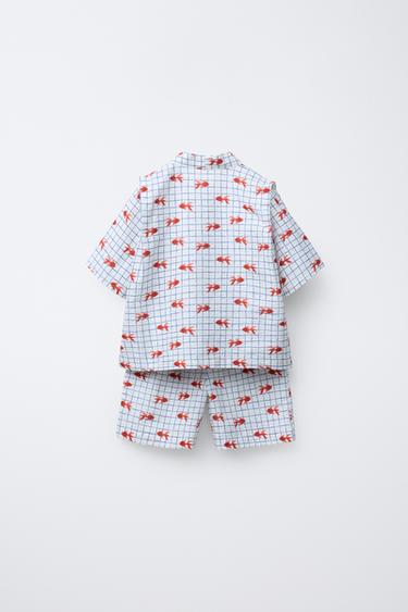 9-18 MOIS/ ENSEMBLE IMPRIMÉ GOLDEN FISH KIMONO ET BERMUDA - Écru de Zara - Image 1