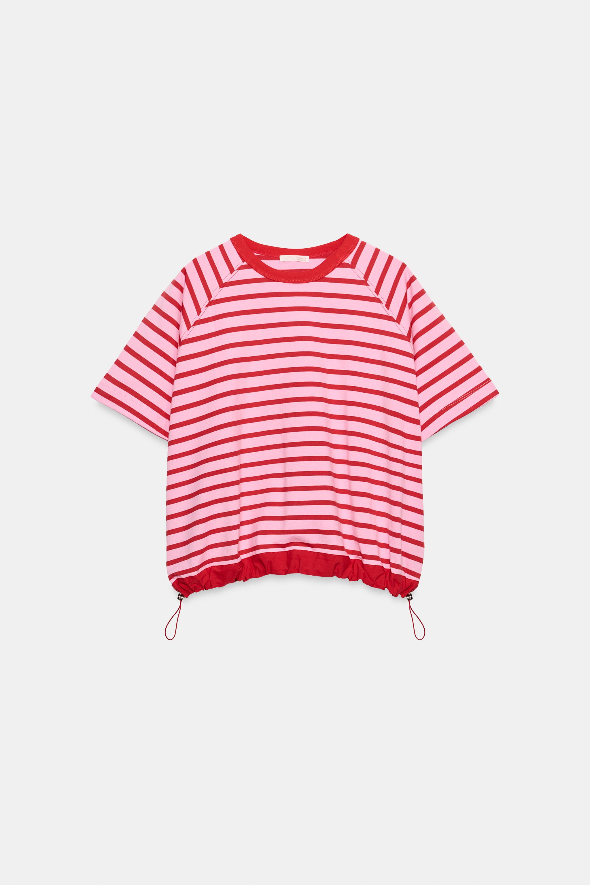 Zara ÇİZGİLİ STOPERLİ T-SHIRT görsel 6