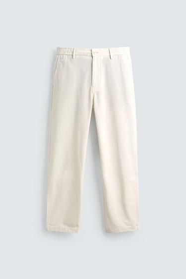 Zara REGULAR FIT PANTS - Oyster-white