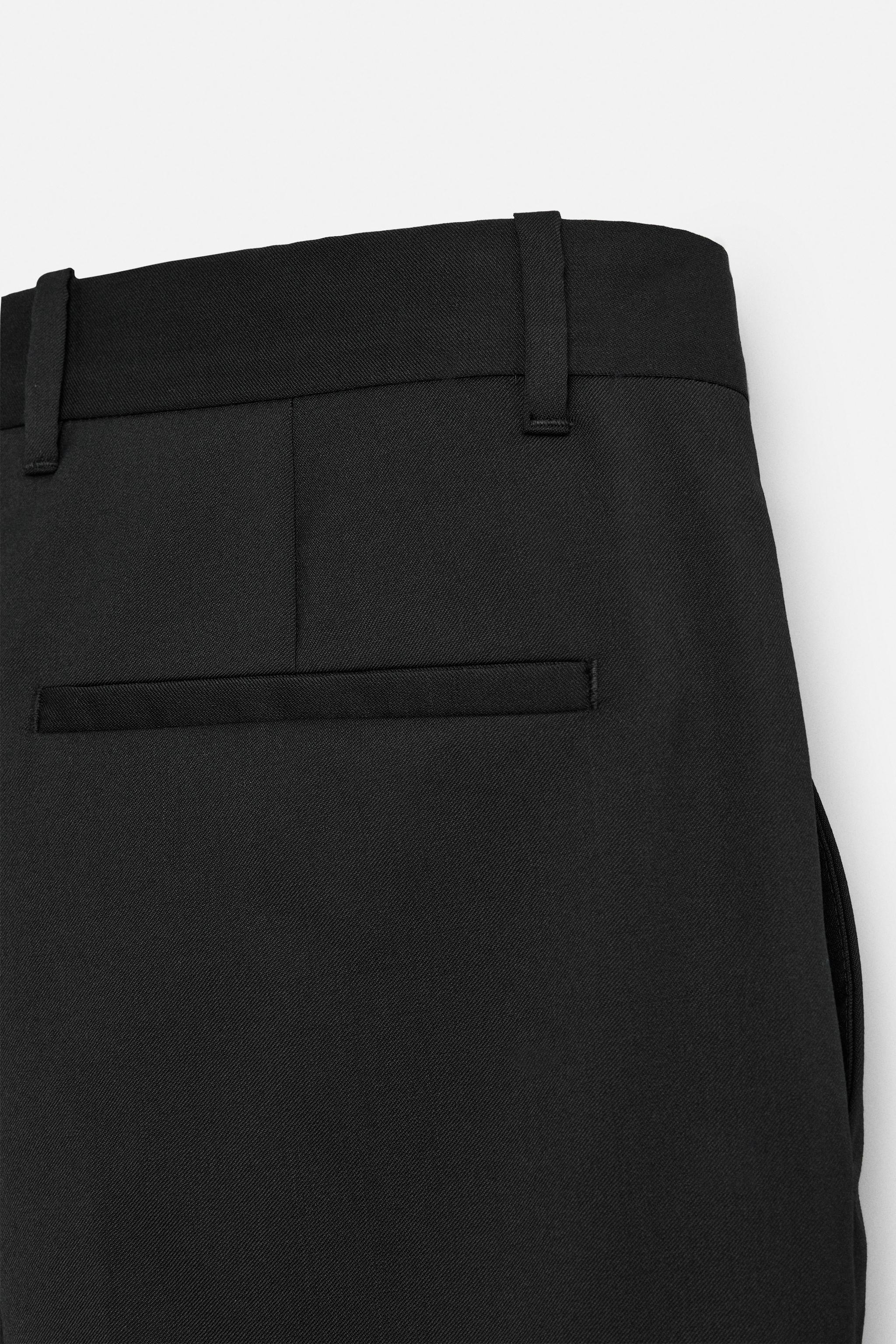 【ZARA】LIMITED EDITION ウールスーツパンツ | 4206/218/800 100%ウール テクスチャード スーツパンツ - グレー/ゴールデン