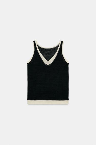Zara COMBINATION KNIT TOP - Black
