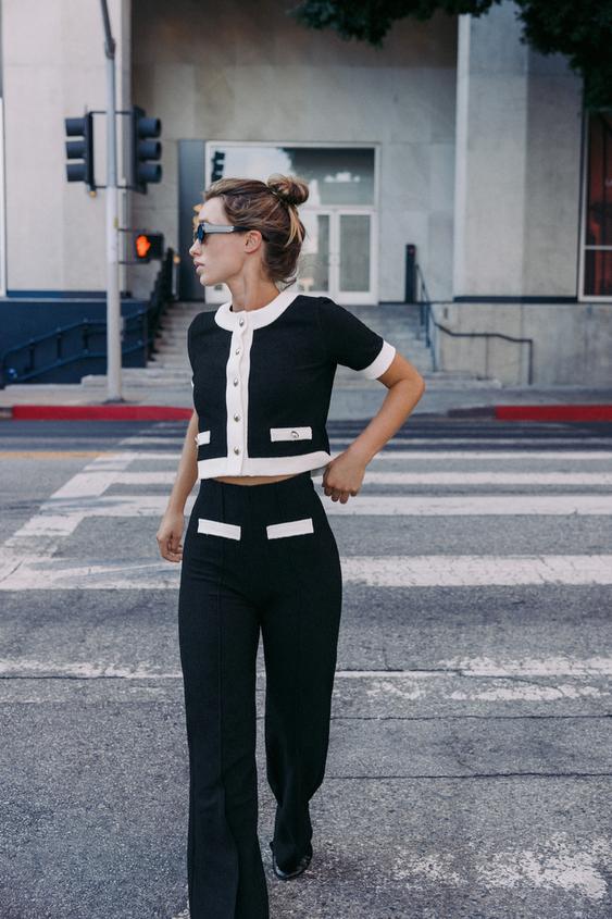 PANTALON BOUCLÉ CONTRASTE