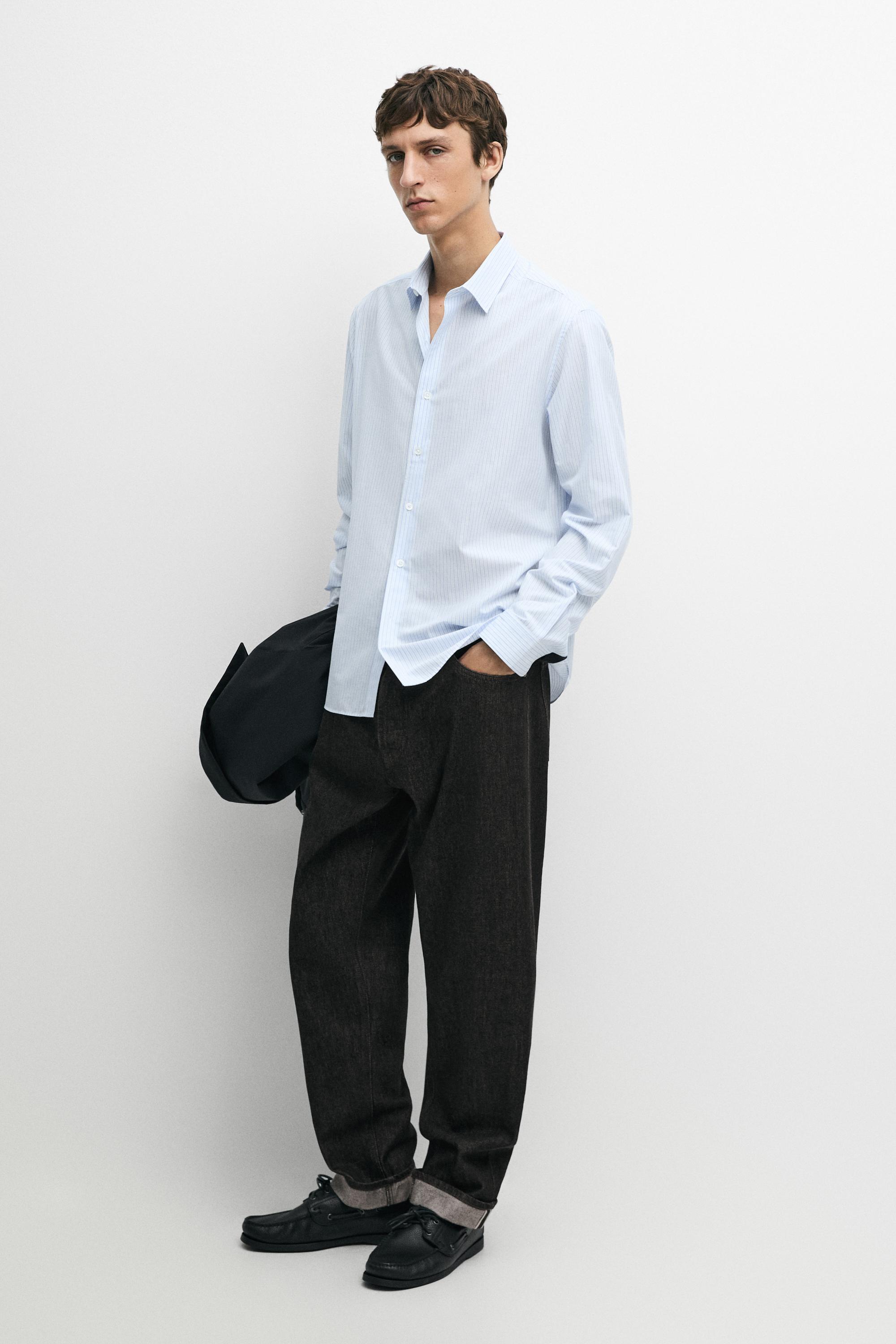 100% cotton regular fit striped shirt