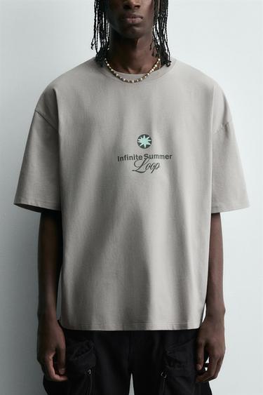 T-SHIRT IMPRIMÉ ÉTOILE - Gris clair de Zara - Image 4