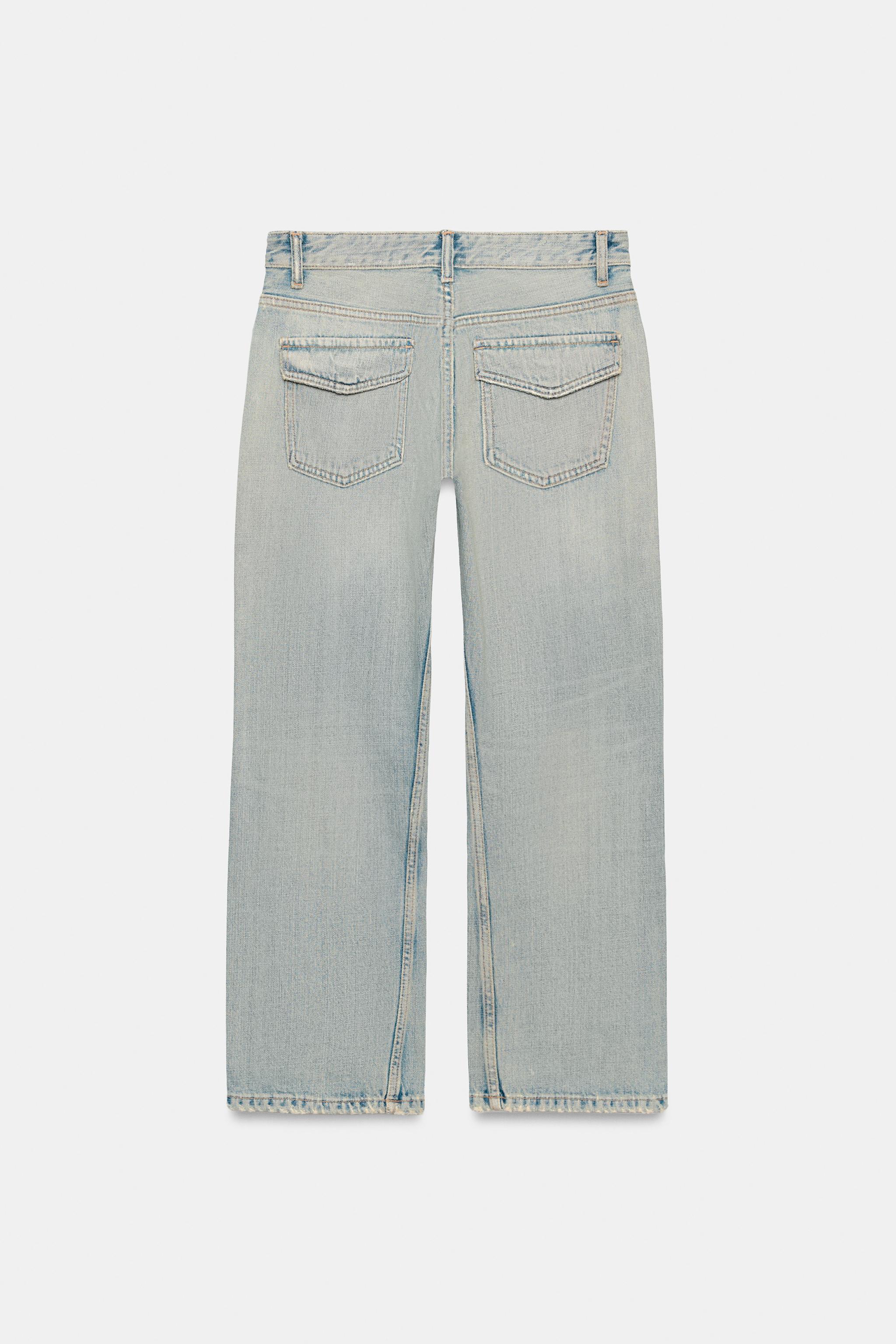 Женские джинсы Zara TRF CROPPED DISTRESSED JEANS — фото 8