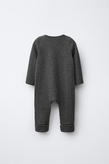 PYJAMA TEXTURÉ MÉLANGÉ À PIEDS CONVERTIBLES - Gris anthracite de Zara - Image 3