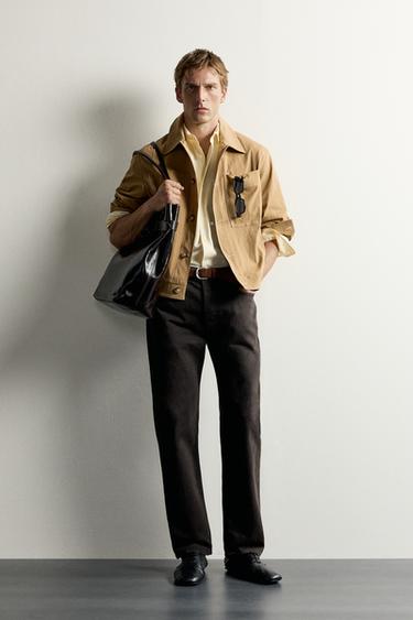 SOBRECAMISA BOXY FIT PESPUNTES CONTRASTE - Tostado de Zara - Imagen 0