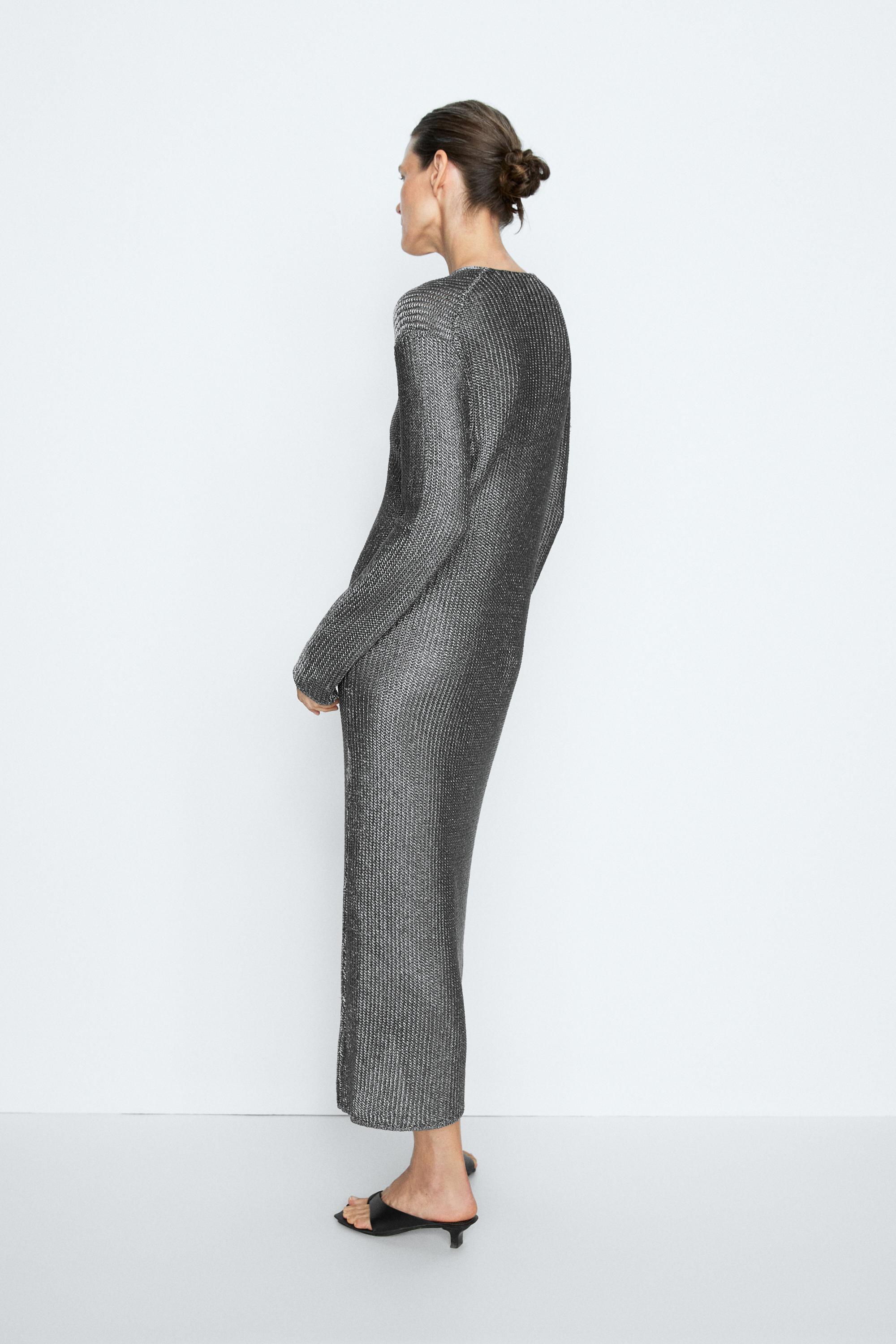 Long metallic knit dress - STUDIO