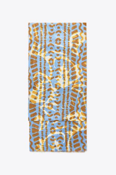 COTTON PRINT SCARF - Blue by Zara
