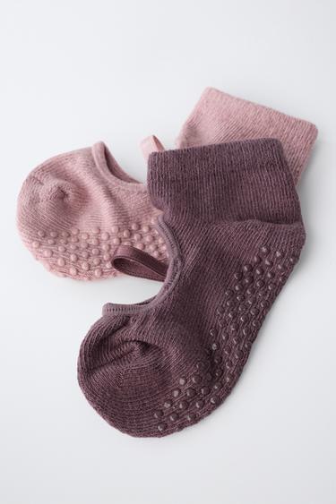 2-PACK NON-SLIP ANKLE SOCKS — Pink / Mauve 2