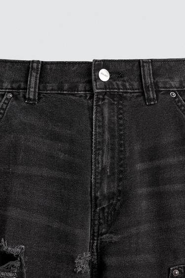 JEANS CARPINTERO EFECTO LAVADO - Negro de Zara