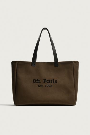 0FR. PARIS X ZARA LEATHER DETAIL TOTE BAG - Brown by Zara
