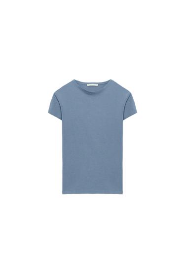 SLIM FIT SHORT SLEEVE T-SHIRT - Bluish by Zara